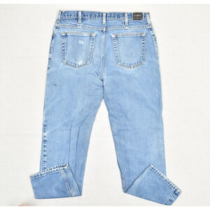 All American Men's Straight Jeans Distressed Cotton Blue Size 34x30 USA Made VTG